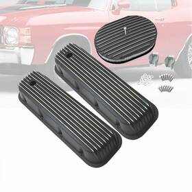 Amoracing Ar13396 Tall Alum Valve Covers Fit 1965-95 Bbc 396 502&12 Inch Full Finned Air Cleaner Black