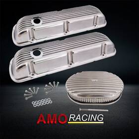 Amoracing Ar37890 Alum Polished Short Valve Cover Fits 1964-73 Sbf And 12 Inch Full Finned Air Cleaner