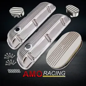 Ar37897 Amoracing Aluminum Short Valve Cover Fits 1964-73 Sbf Ford And 15 Inch Air Cleaner Breathers
