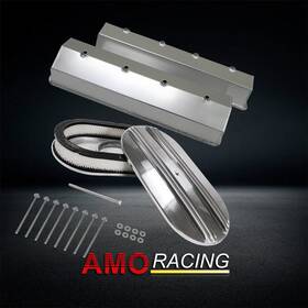 Amoracing Ar37933 Fit Sbc Vortec 1987-97 And 15 Inch Half Finned Air Cleaner Polished Tall Valve Covers