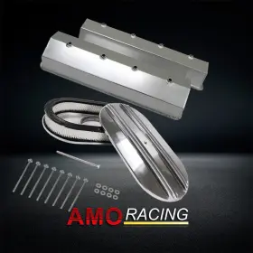 Ar37933 Amoracing Fit Sbc Vortec 1987-97 And 15 Inch Half Finned Air Cleaner Polished Tall Valve Covers