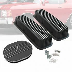 Amoracing Ar37948 Alum Tall Valve Covers Fit 1965-95 Bbc 396 502&black 12 Inch Half Finned Air Cleaner