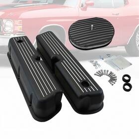Amoracing Ar37954 Black Valve Covers Fit Ford Sbf 289 302 351w 62-85 And 12 Inch Full Finned Air Cleaner