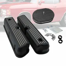 Ar37954 Amoracing Black Valve Covers Fit Ford Sbf 289 302 351w 62-85 And 12 Inch Full Finned Air Cleaner