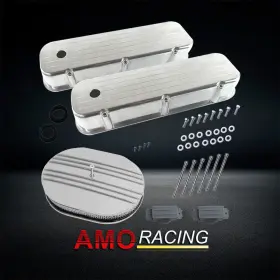Ar37959 Amoracing Tall Alum Polished Valve Covers Fit Bbc 396 &12 Inch Half Finned Air Cleaner 1965-95