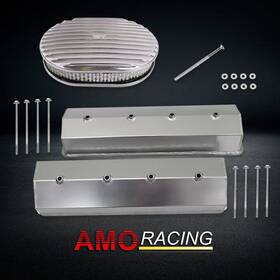 Amoracing Ar37961 Fit 1987-97 Sbc&oval 12 Inch Full Finned Air Cleaner Polished Alum Tall Valve Covers
