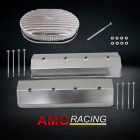 Ar37961 Amoracing Fit 1987-97 Sbc&oval 12 Inch Full Finned Air Cleaner Polished Alum Tall Valve Covers