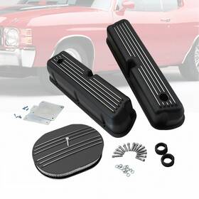 Amoracing Ar37978 Tall Finned Top Alum Valve Covers And 12 Inch Air Cleaner Fit Ford Sbf 289 1962-1985