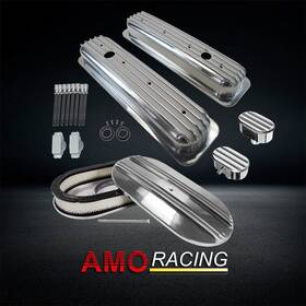 Amoracing Ar37985 Center Bolt Short Valve Cover Fits Sbc 87-up& 15 Inch X3 Finned Air Cleaner&breather