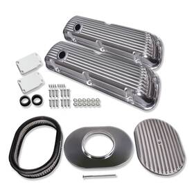 Demotor Performance R27183 For Ford Sbf 1964-1973 Alum Short Valve Covers &12 Inch Oval Full Finned Air Cleaner