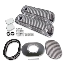 R27183 Demotor Performance For Ford Sbf 1964-1973 Alum Short Valve Covers &12 Inch Oval Full Finned Air Cleaner