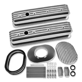 R27185 Demotor Performance For Chevy Sbc 1987-1997 Valve Covers And 12 Inch Full Finned Oval Air Cleaner Polished