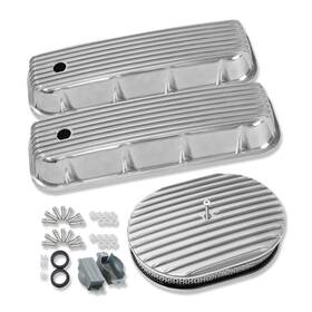 Demotor Performance R27186 For Chevy Bbc 1965-1995 Tall Valve Covers And 12 Inch Oval Full Finned Air Cleaner