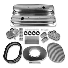 Demotor Performance R27187 For Chevy Sbc 1987-1997 Short Valve Covers And 12 Inch Oval Air Cleaner Pcv Breather