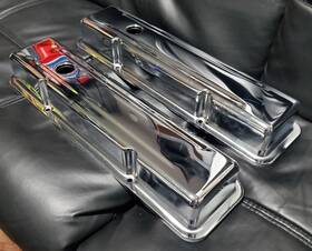Speedmaster Pce314.1038.02 Chevy Sbc 350 Chrome Steel Valve Covers Short With Hole