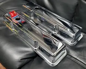 Pce314.1038.02 Speedmaster Chevy Sbc 350 Chrome Steel Valve Covers Short With Hole